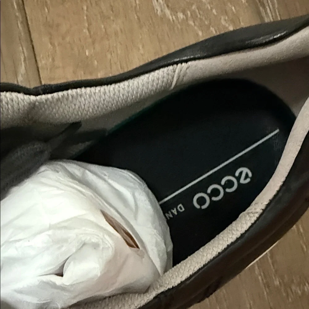 Ecco Men's Black Leather Casual Sneakers Size 47 - Picture 4 of 6